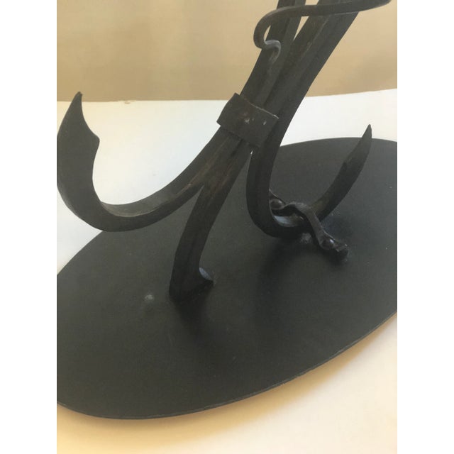 2000s Brutalist Wrought Iron Tabletop Wine Rack For Sale - Image 9 of 10