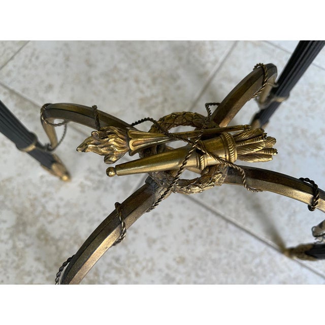 Empire-Style Patinated and Gilt-Bronze Table with Red Porphyry For Sale - Image 4 of 8