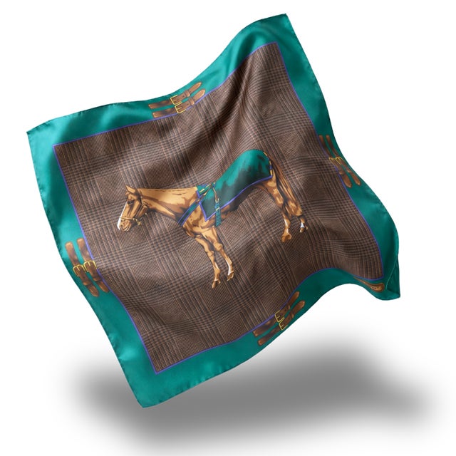 American Ralph Lauren Prince of Wales Brown Vintage Silk Scarf Pillow 20" For Sale - Image 3 of 6
