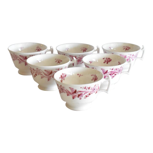 Collection of Georgian Famille Rose Tea Cups - Set of 6 For Sale