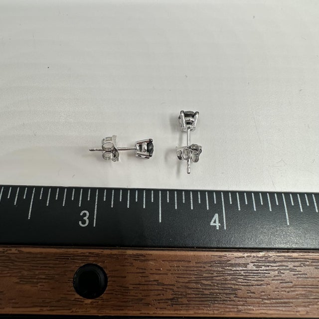 Early 21st Century Black Diamond Studs in 10kt White Gold - 0.50ctw, Push Backs, New Condition, A Pair For Sale - Image 5 of 5