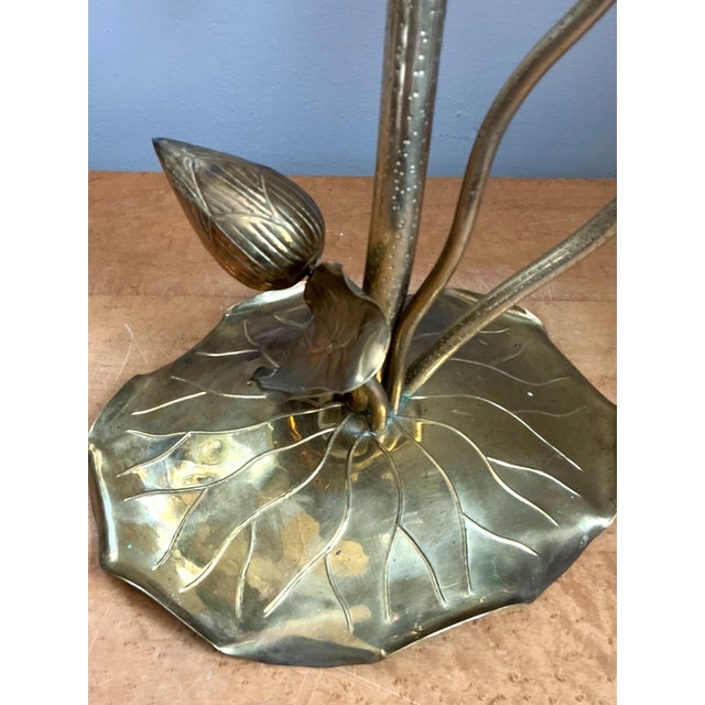 Vintage Carole Stupell Brass Lotus Leaf Accent Table For Sale - Image 13 of 14