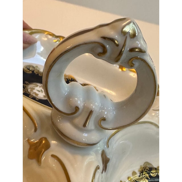 1980s Vintage Reichenbach Germany d.r.echt Kobalt "German Roses" 1980s Three(3) Section Dish For Sale - Image 5 of 18