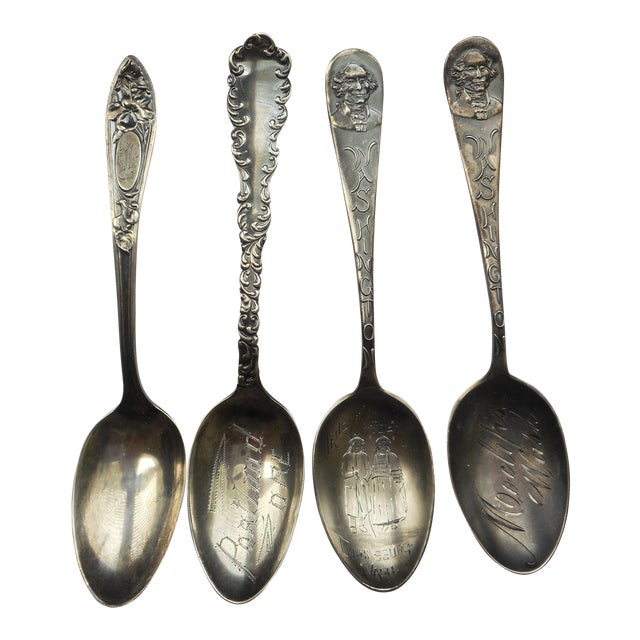 Antique Solid Sterling Silver Souvenir Spoons of Portland, Oregon, Moclips and Ellensburg
