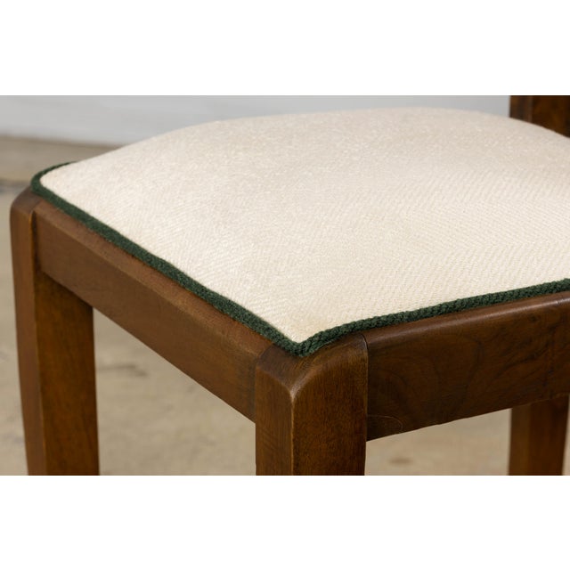 Set of Six 1930s French Art Deco Mustache Back Walnut Dining Chairs For Sale - Image 16 of 18