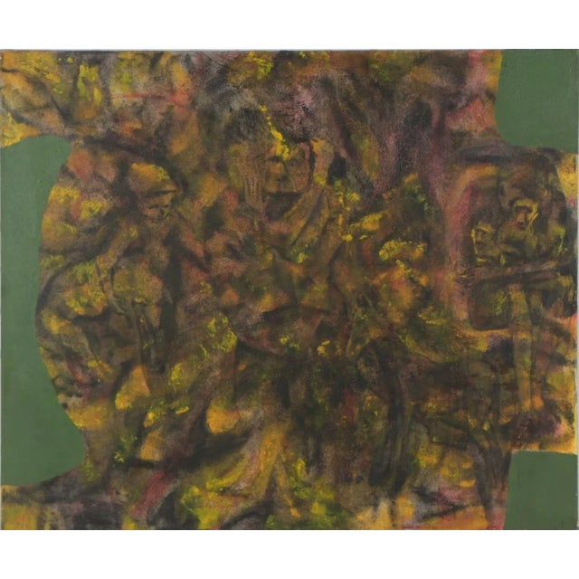 Paint Mid 20th Century Original Modern Abstract Figurative Nude Olive Green Acrylic Painting by Don Stacy For Sale - Image 7 of 9