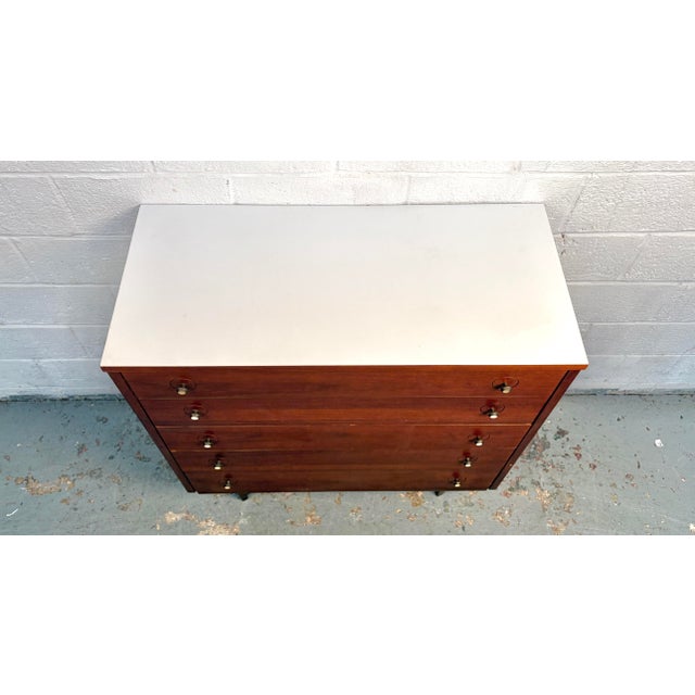 Mid 20th Century Modern Five-Drawer Walnut Dresser With Laminate Top For Sale - Image 13 of 17