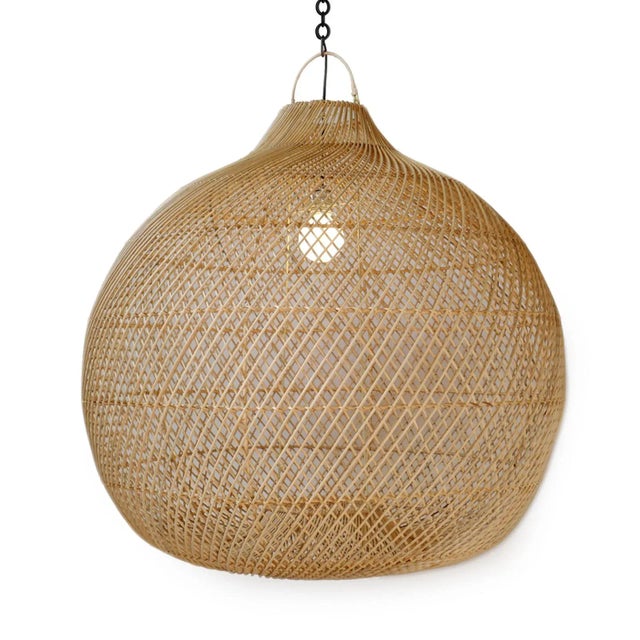 Rattan Donut Globe Pendant Light Large For Sale In Los Angeles - Image 6 of 12