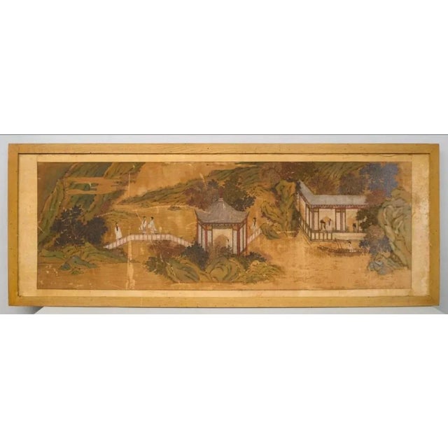 Framed Chinese Garden Scene on Painted Silk 19th Century Chinoiserie For Sale - Image 9 of 9