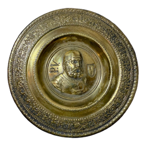 High Quality Antique p.v. Thick Brass Relief Portrait Wall Plaque Medallion