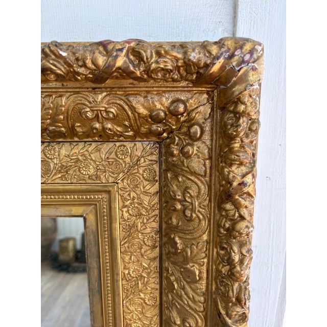 Mid 19th Century 19th C Victorian Carved Frame Gilt Square Wall Mirror For Sale - Image 5 of 12