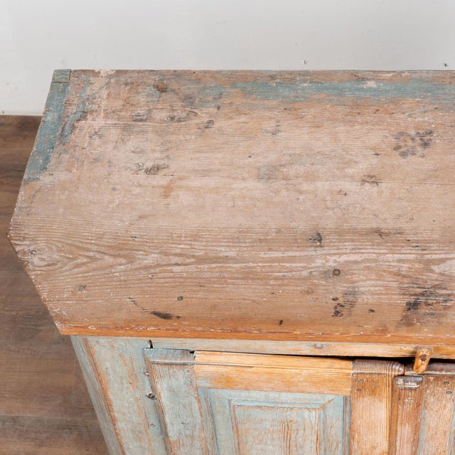 Early 19th Century 19th Century Swedish Original Blue Painted Pine Sideboard Cabinet For Sale - Image 5 of 16