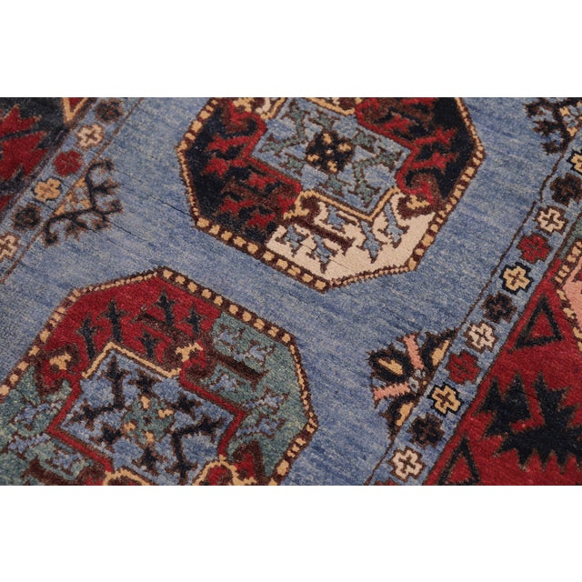 1990s Rustic Ziegler Blue/Multi Wool Runner Rug- 2'8'' X 9'8'' For Sale - Image 5 of 10