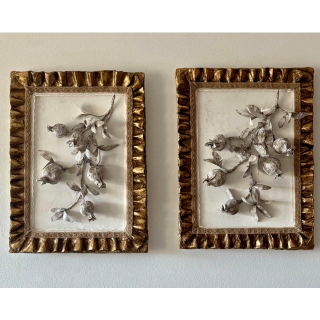 Paper Mache Framed Pomegranates Wall Hanging For Sale - Image 9 of 9