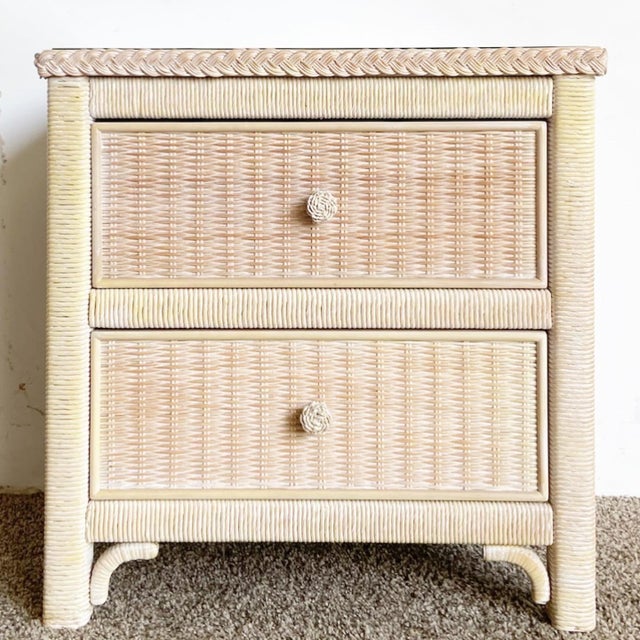 Boho Chic Rattan and Wicker Nightstand by Henry Link Chairish