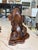 Vintage carved acanthus wall bracket made in the 1980s, featuring bold scrolling foliage and a rich walnut-toned finish....