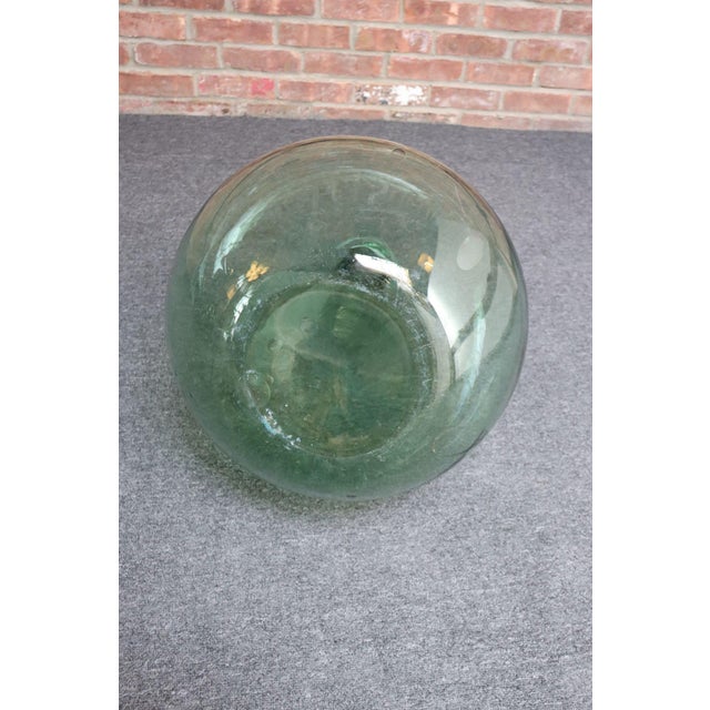 Early 20th Century Vintage Italian Mouth Blown Glass Bulbous Demijohn in Seafoam Green For Sale - Image 5 of 18