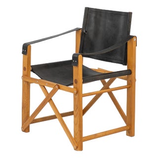 Oak & Leather Safari Chair For Sale