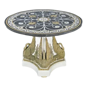 Pietra Dura Center Table With Swan Motif