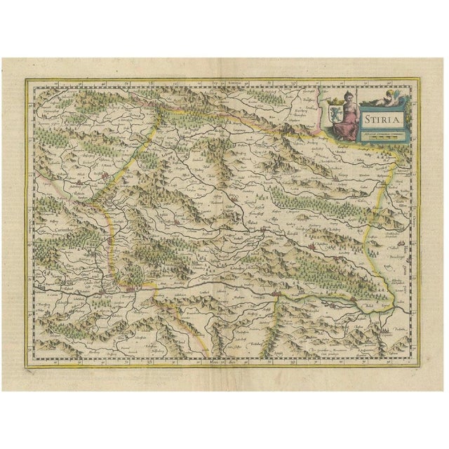 Antique Blaeu Map of Styria in Southeastern Austria, 1600s For Sale - Image 6 of 6