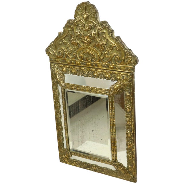 Cushion Mirror Repousse Faceted Mirror France, 1890s For Sale - Image 10 of 18