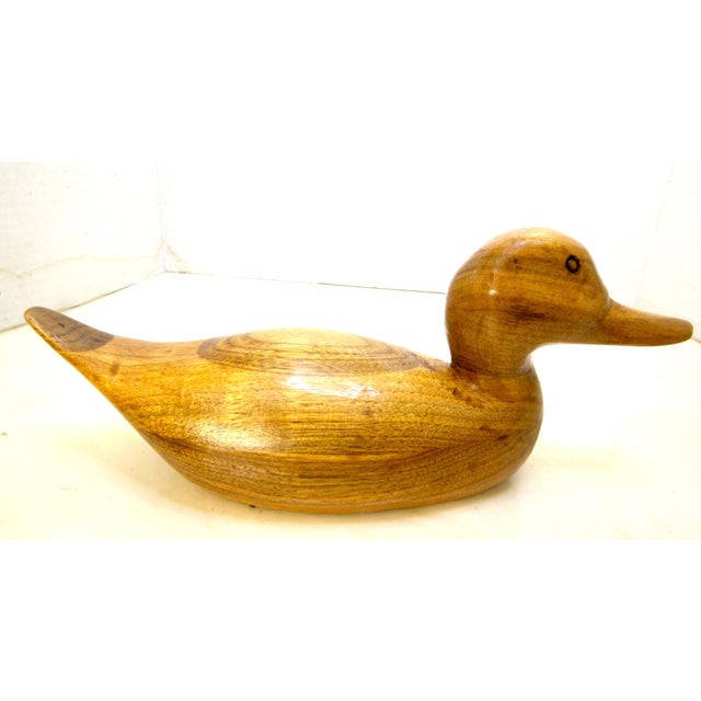 Wood 1984 Decoy Hand-Carved Signed California Butternut Wood "Ring Bill" Drake Duck For Sale - Image 7 of 14