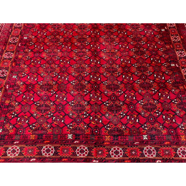 Vintage Afghan Bashiri All-Over Gul Rosette Tribal Room Rug - 9'3" X 6'9" For Sale - Image 6 of 12