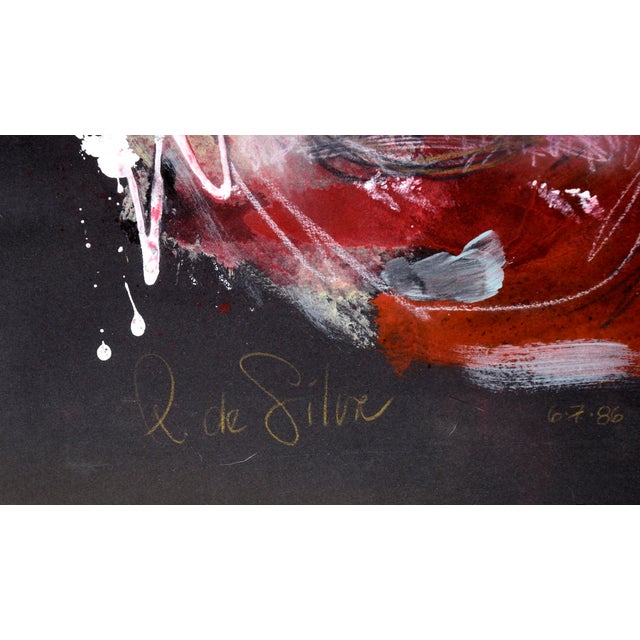 Red Abstract Expressionist Portrait in Acrylic on Paper by Ricardo De Silva For Sale - Image 8 of 8