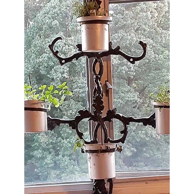 Metal Early 20th Century Solid 68" Tall Black Heavy Solid Wrought Iron Plant Pot Holder Stand For Sale - Image 7 of 10