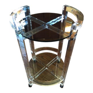 Lucite & Glass Bar Cart For Sale