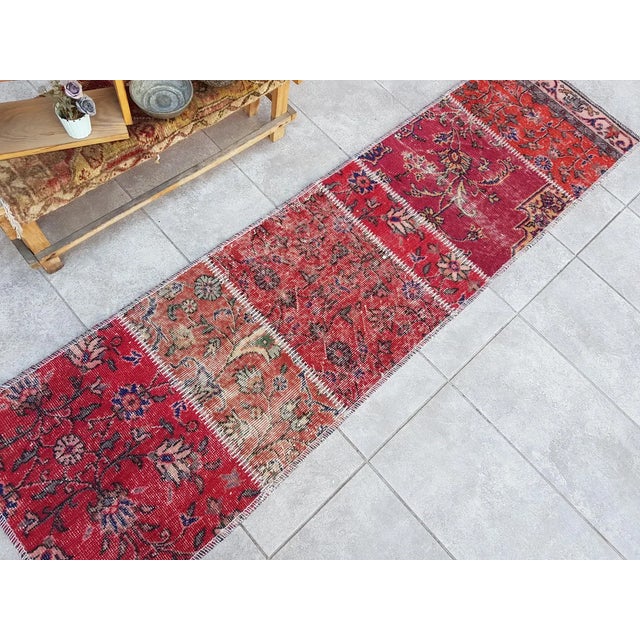 Red Decorative Vintage Wool Handmade Rug For Sale - Image 8 of 10
