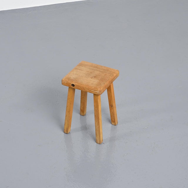 1980s Vintage Pine Stool, France, 1980s For Sale - Image 5 of 12