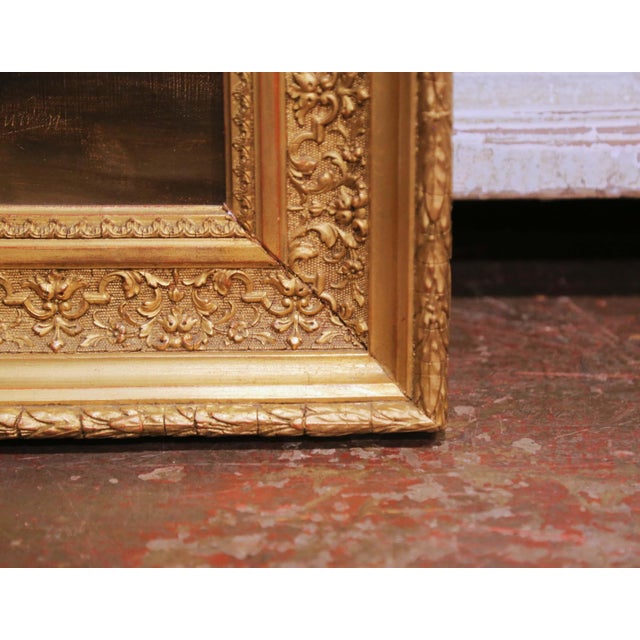 Tan 19th Century French Floral Still Life Oil on Canvas Painting in Gilt Frame For Sale - Image 8 of 9