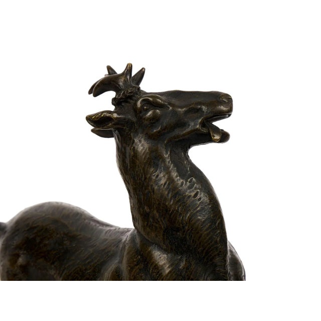 Antique Bronze Sculpture Paperweights: Wounded Stag & Wild Boar - a Pair For Sale - Image 11 of 12