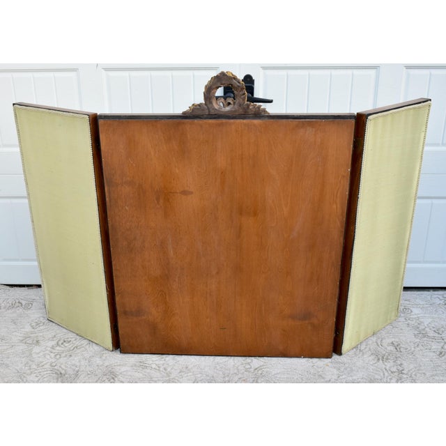 Vintage French Carved Walnut Tri Fold Mirror W/Gold Highlights For Sale - Image 9 of 12