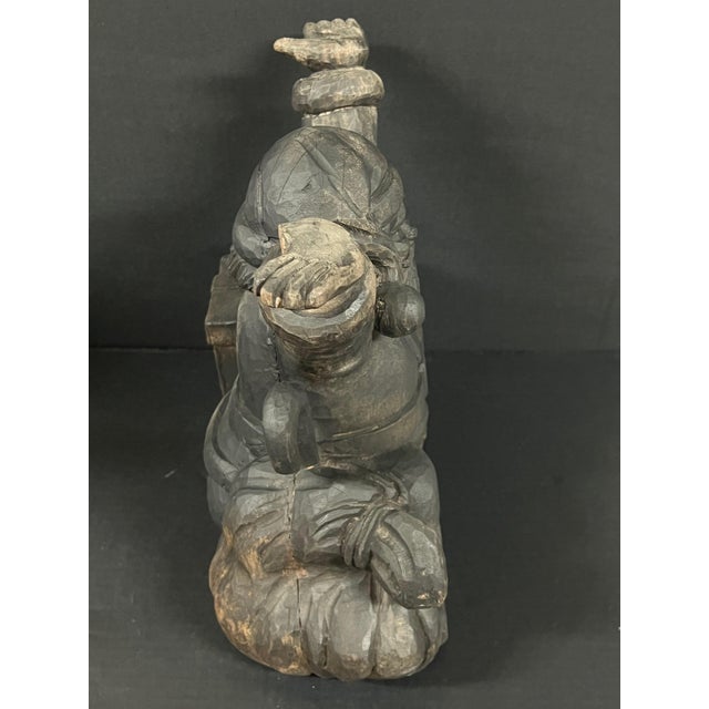 Wood Vintage Hand Carved Wooden Santa Claus Paper Mache Molding Block Sculpture For Sale - Image 7 of 10