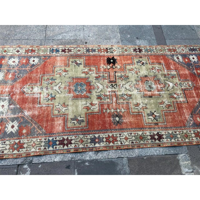 Art Deco Vintage Turkish Handmade Nomadic Rug- 3′5″ × 4′6″ For Sale - Image 3 of 11