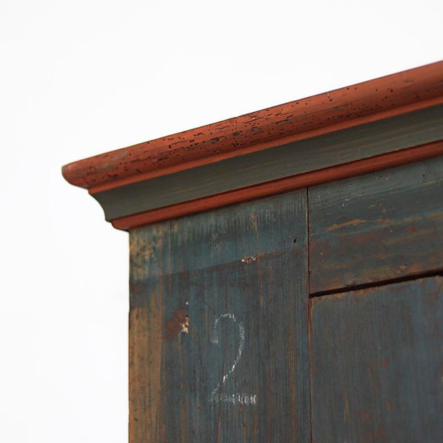 Rustic Farmhouse Painted Folk Art Bridal Cabinet For Sale - Image 6 of 16