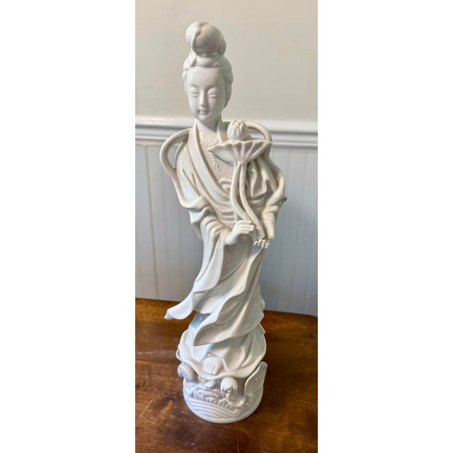Mid 20th Century Mid 20th Century Blanc De Chine Porcelain Guan Yin Figure For Sale - Image 5 of 12