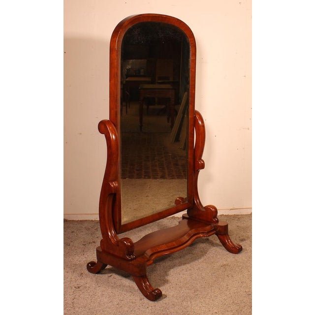 19th Century Mahogany Cheval Mirror For Sale - Image 4 of 11