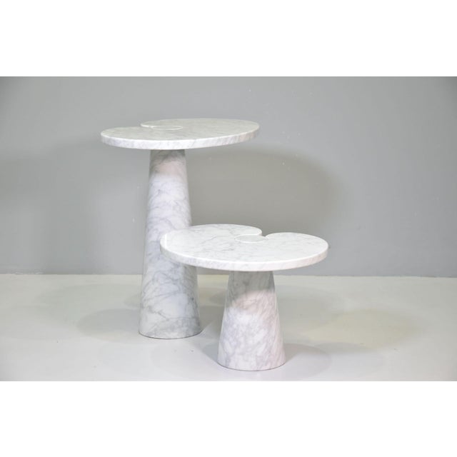 Mid-Century Modern Carrara Marble Side Tables by Angelo Mangiarotti for Skipper, 1975, Set of 2 For Sale - Image 3 of 11