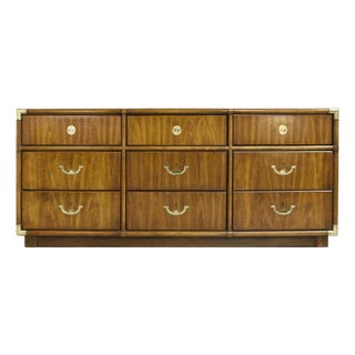 1970s Campaign Style 9 Drawer Dresser Accolade Collection by Drexel Furniture For Sale