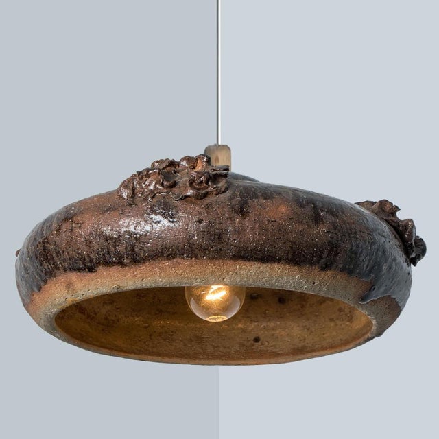 Black and Brown Ceramic Pendant Light, Denmark, 1970s For Sale - Image 10 of 15