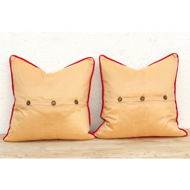 Textile Pair of Naksh Zardozi-Embroidered Silk Pillow Covers For Sale - Image 7 of 8