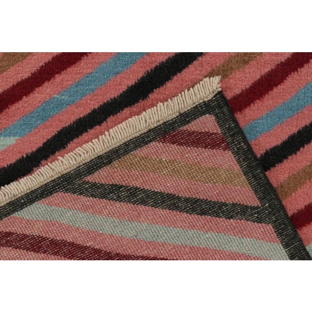 Textile Vintage Zeki Müren Rug in Pink With Polychromatic Stripes by Rug & Kilim For Sale - Image 7 of 7