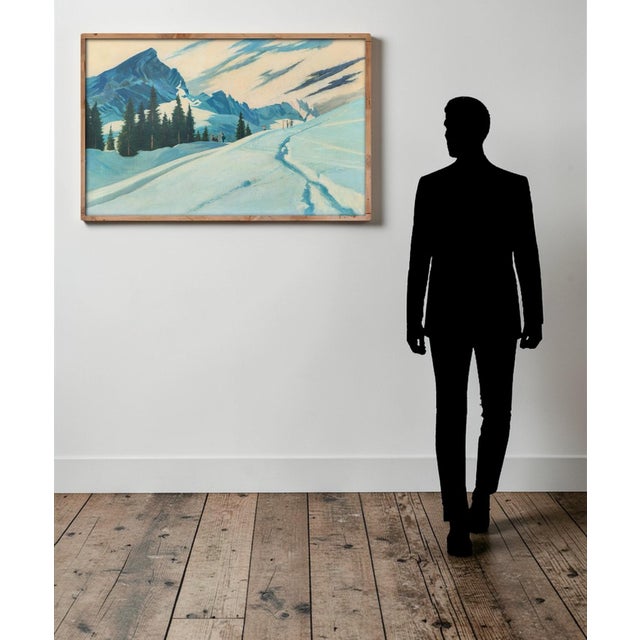 Adalbert Von Wex, Skiers in Garmisch, Early 20th Century, Oil on Canvas For Sale - Image 10 of 14