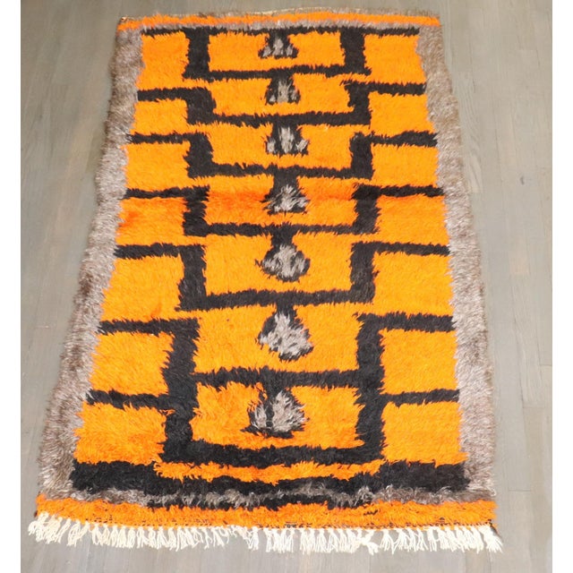 Orange Vintage Wild Tulu Rug - 3'8" x 5'6" For Sale - Image 8 of 8