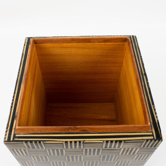 Modernist Tall Box with Wood Marquetry Patchwork, 1970s For Sale - Image 9 of 13