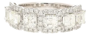 Natural 2.75 CTTW Asscher Cut Diamond Crown Engagement Ring in 18K White Gold, Size 6