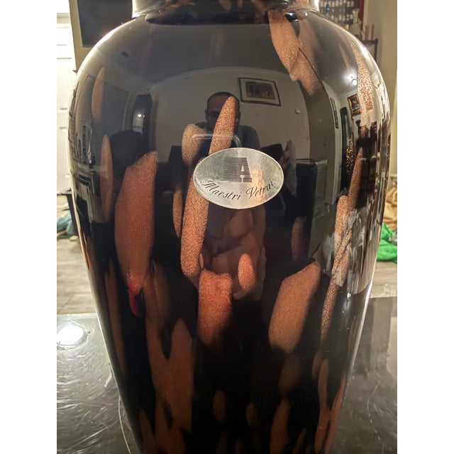 Abstract Rare Vintage Vase Murano Italy by Maestri Vetrai Azzurra 15in New For Sale - Image 3 of 12